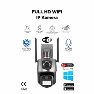  3 MP + 3 MP Çift Lens Wi-Fi TF Kart Girişli Güvenlik Kamerası 