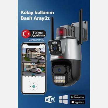  3 MP + 3 MP Çift Lens Wi-Fi TF Kart Girişli Güvenlik Kamerası 